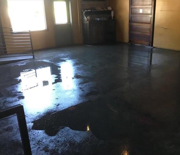 Flooded floor of a restaurant